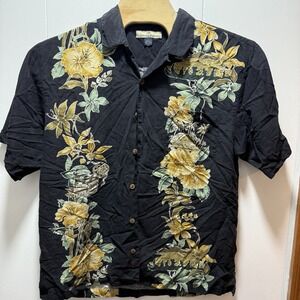 Tommy Bahama‎ Movie Director and Film Silk Shirt Men's Size Large Black Floral